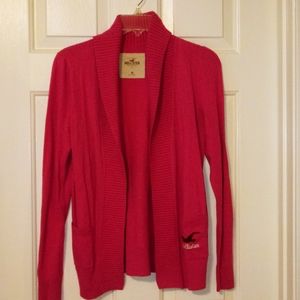 Hollister Ladies Cardigan Sweater Bright Pink Sz Med